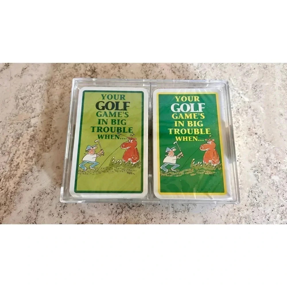Vintage Golf Game Trouble Comedy Bridge Playing Cards Double Deck Funny Sealed N